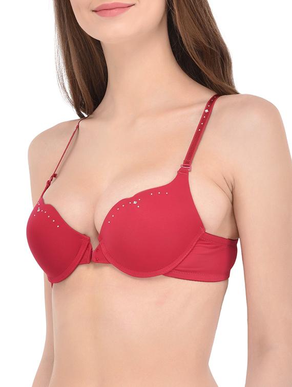 red cotton front open bra - 13293262 - Zoom Image - 0