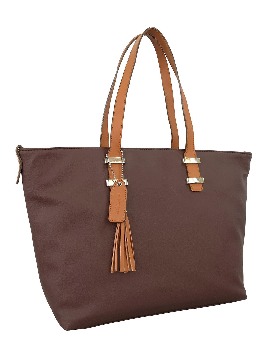 brown leatherette handbag - 13303338 - Standard Image - 3