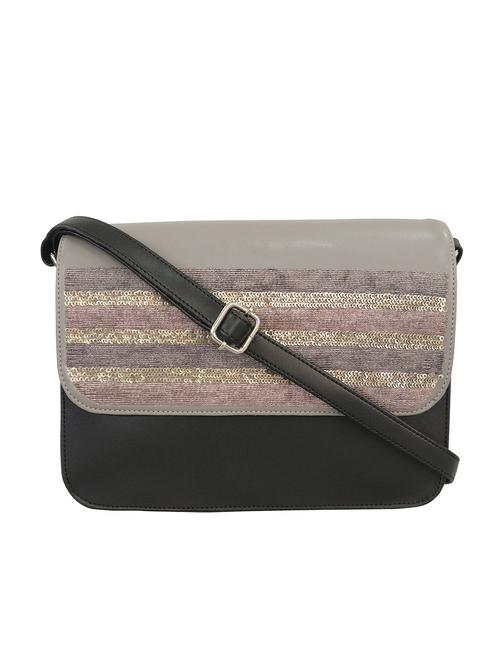grey leatherette sling bag - 13303415 - Standard Image - 0