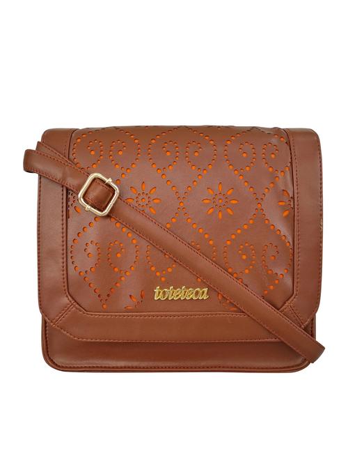brown leatherette sling bag - 13303457 - Standard Image - 0