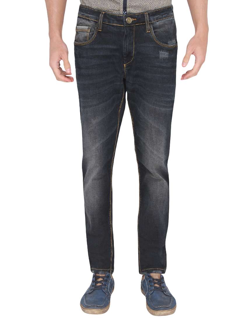 Buy online Black Cotton Jeans from Clothing for Men by A La Mode