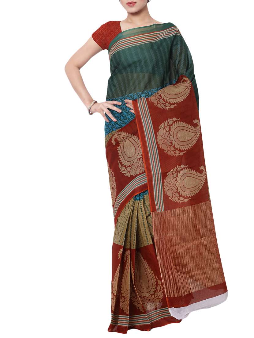 women's floral multi colored saree with blouse