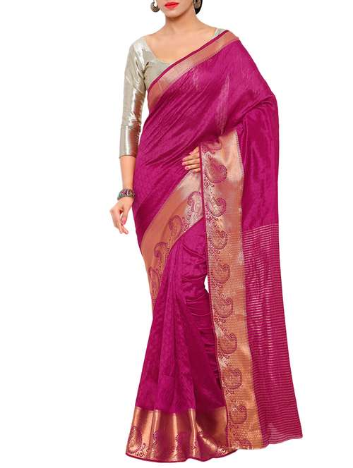 women's self design magenta colored saree with blouse - 13308179 -  Standard Image - 0