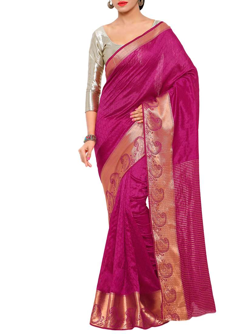 women's self design magenta colored saree with blouse - 13308179 -  Zoom Image - 0
