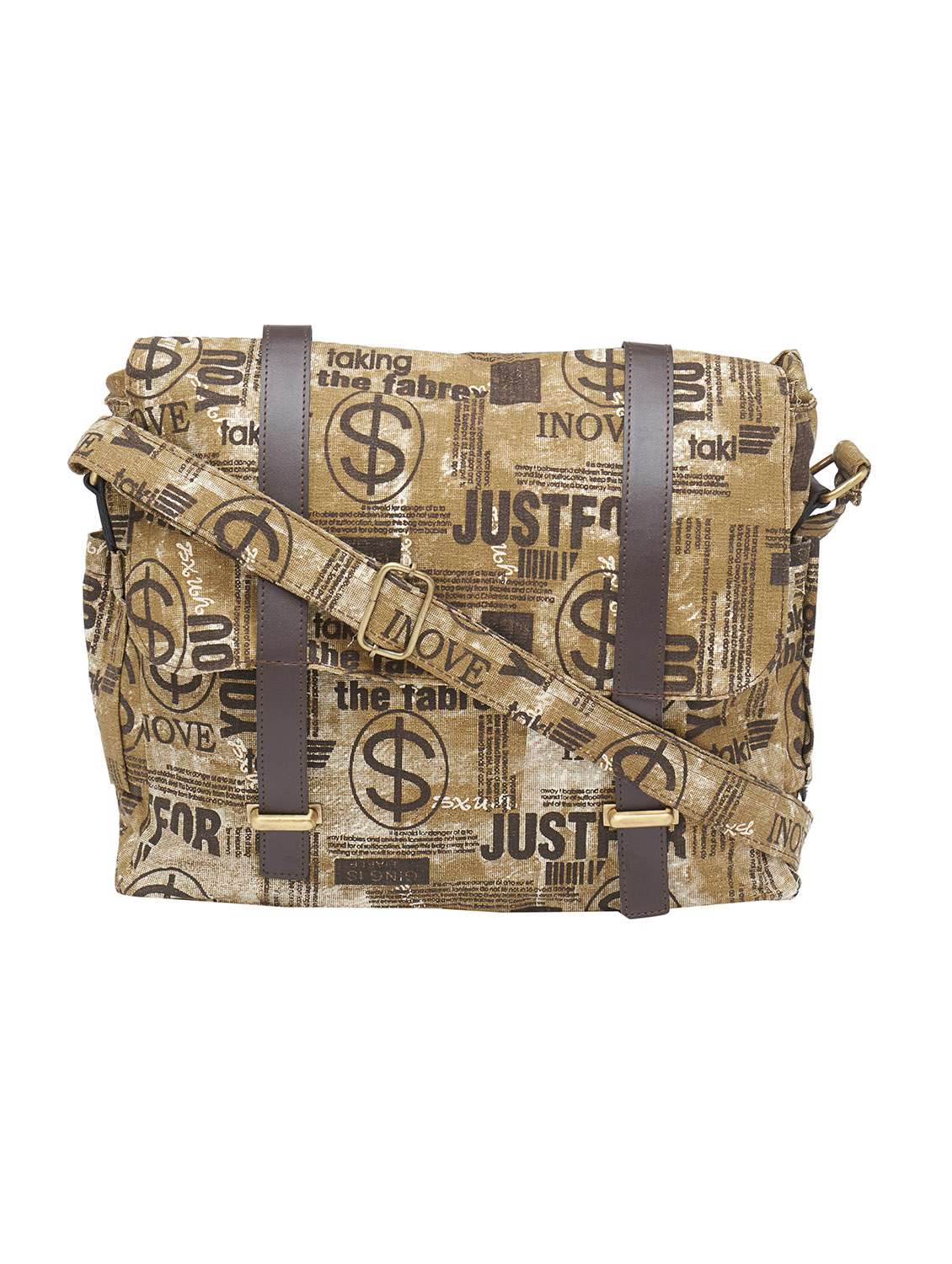 brown canvas fashion messenger bag