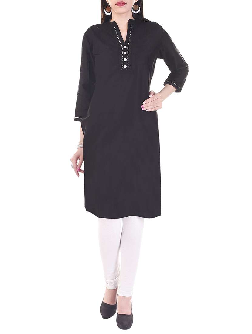 black cotton straight kurta