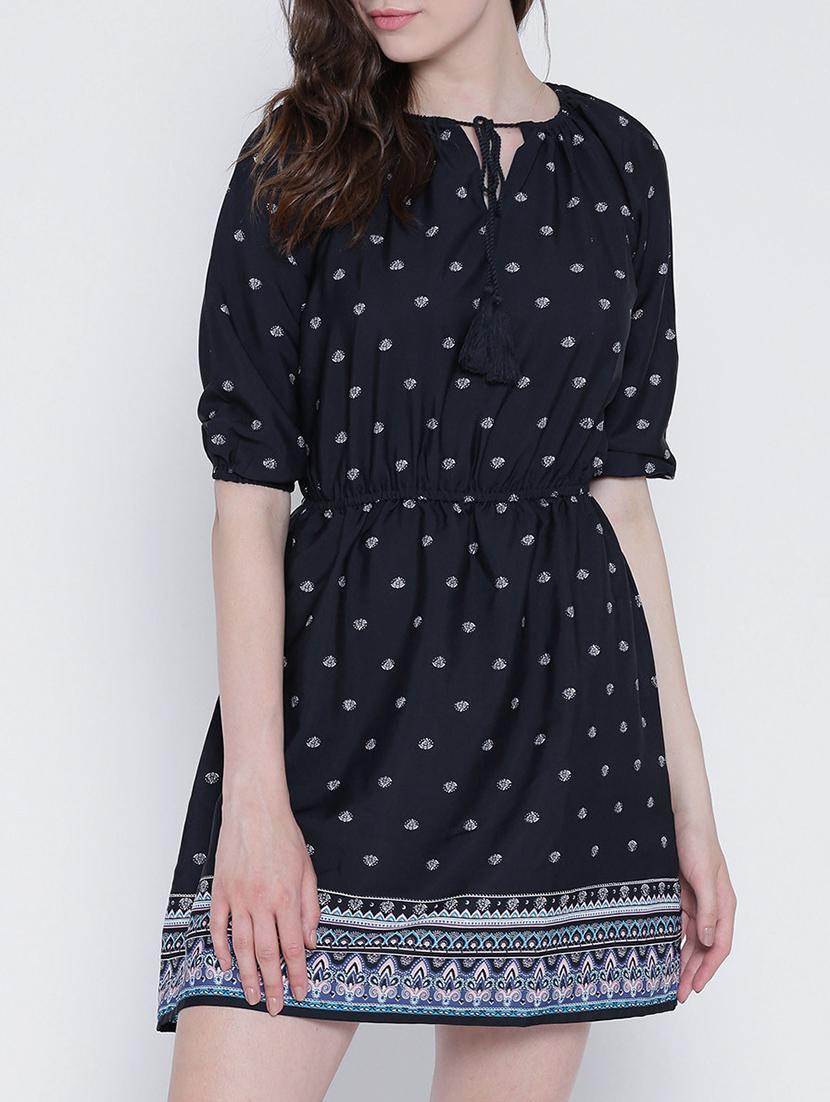 women's fit & flare micro print dress - 13315989 - Zoom Image - 0