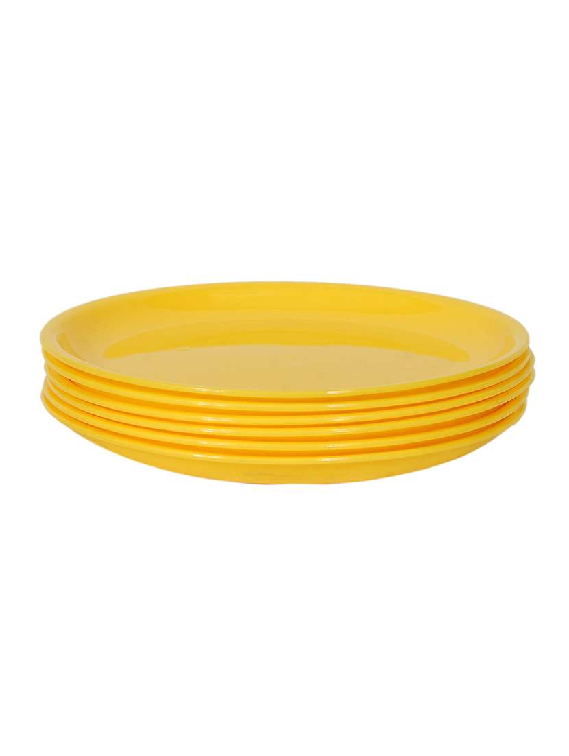 day2day forever yellow microwave safe dinner plates set pack of 6 (27x27x2 cm)