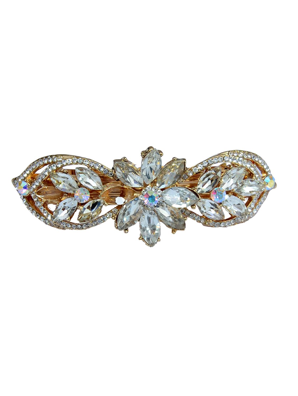 white embellished studded hair clip - 13326144 - Zoom Image - 0