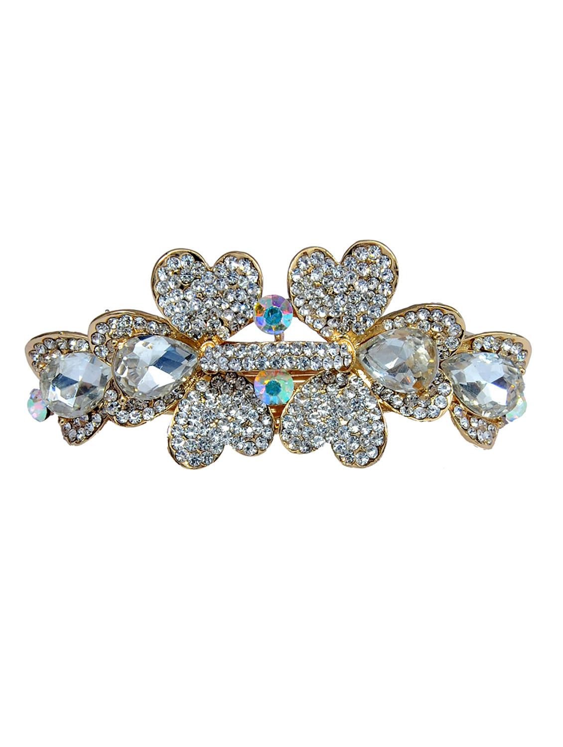 white metal embellished hair clip - 13326155 - Zoom Image - 0