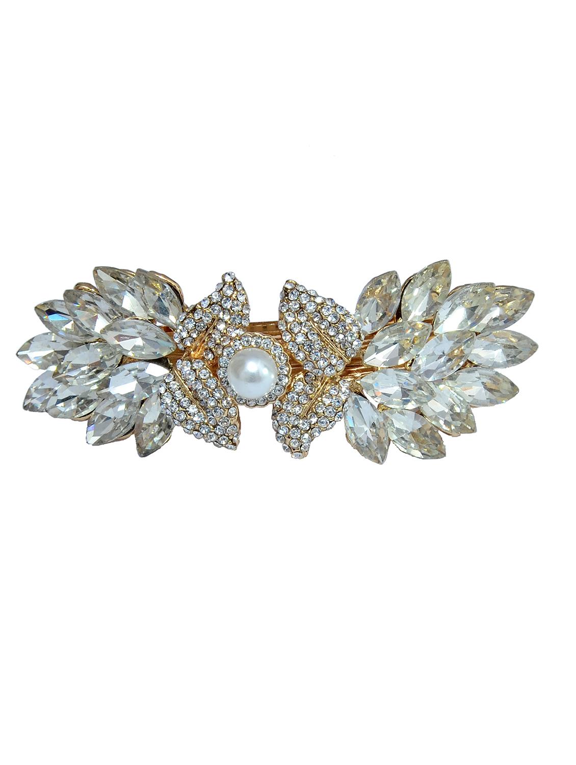 white metal metal embellished hair clip - 13326169 - Zoom Image - 0