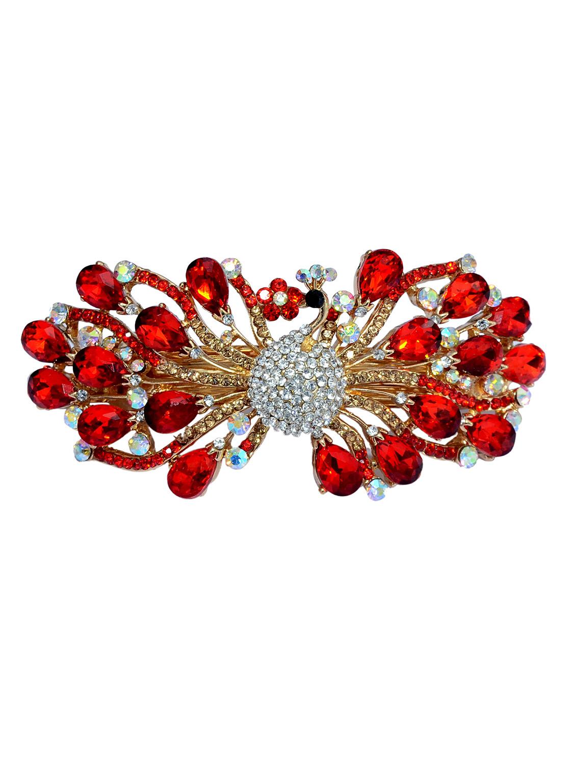 red metal embellished hair clip - 13326177 -  Zoom Image - 0