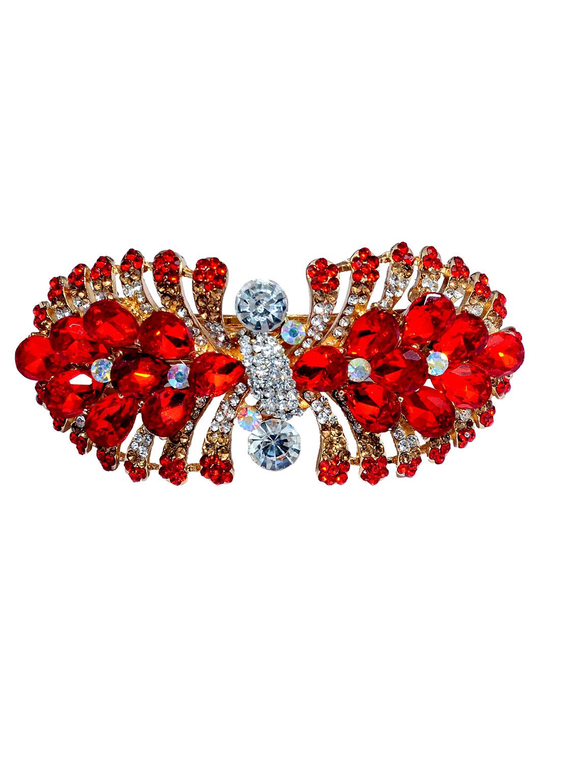 red metal embellished hair clip - 13326213 -  Zoom Image - 0