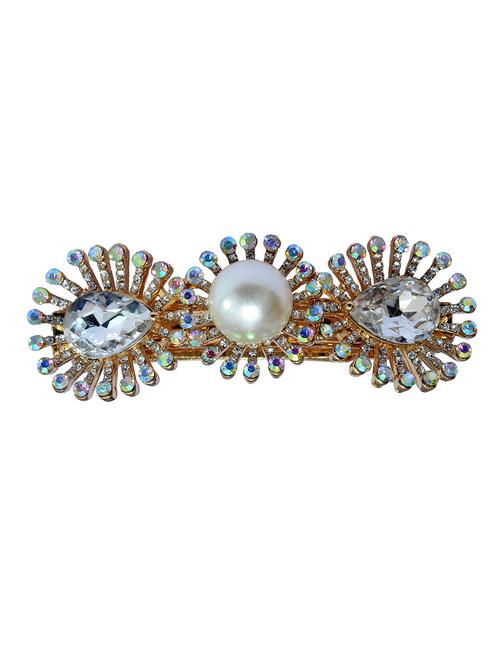 white metal embellished hair clip - 13326220 - Standard Image - 0