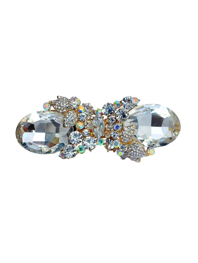 white metal embellished hair clip - 13326236 - Zoom Image - 0