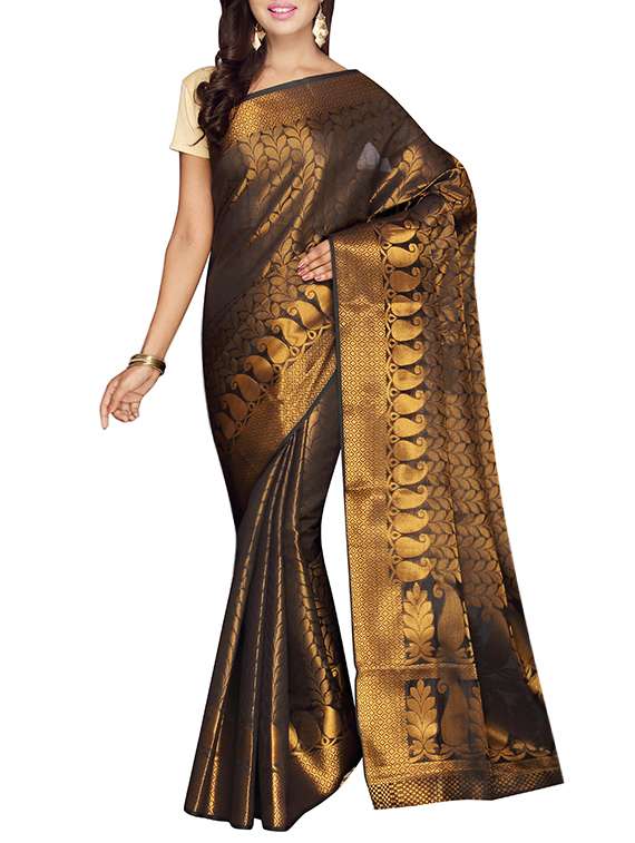 black woven saree with blouse