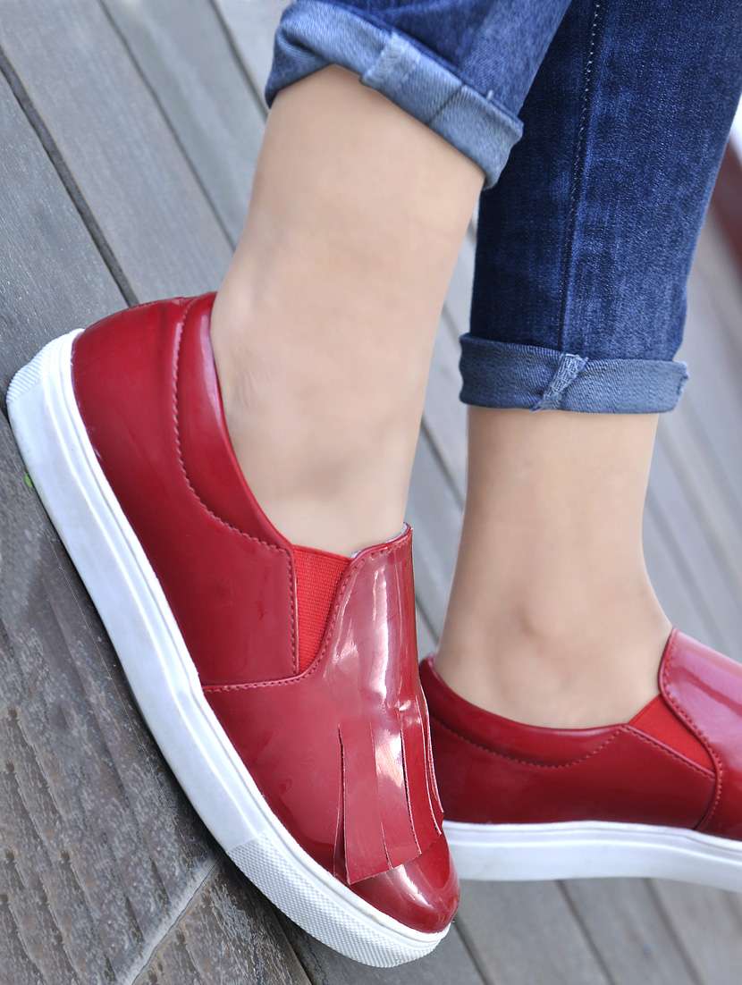 Buy online Red Plastic Plimsolls Casual Shoes from footwear for