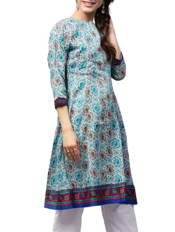 blue cotton aline kurta