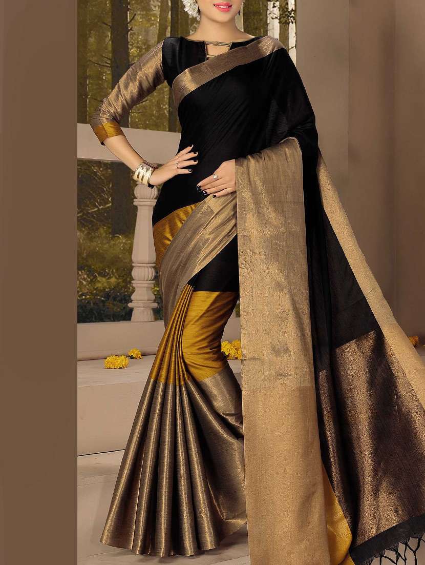 black cotton silk maheshwari saree with blouse