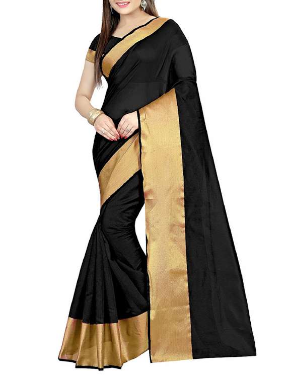 black cotton bordered saree with blouse