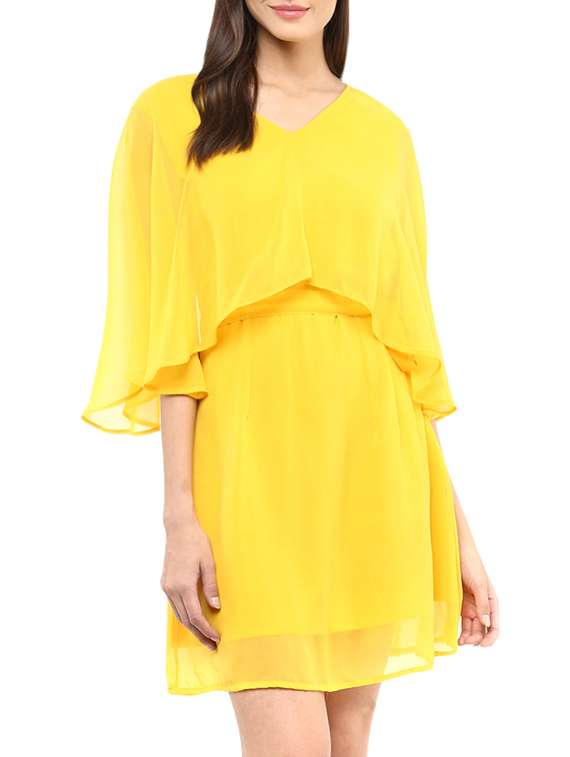 yellow georgette dress