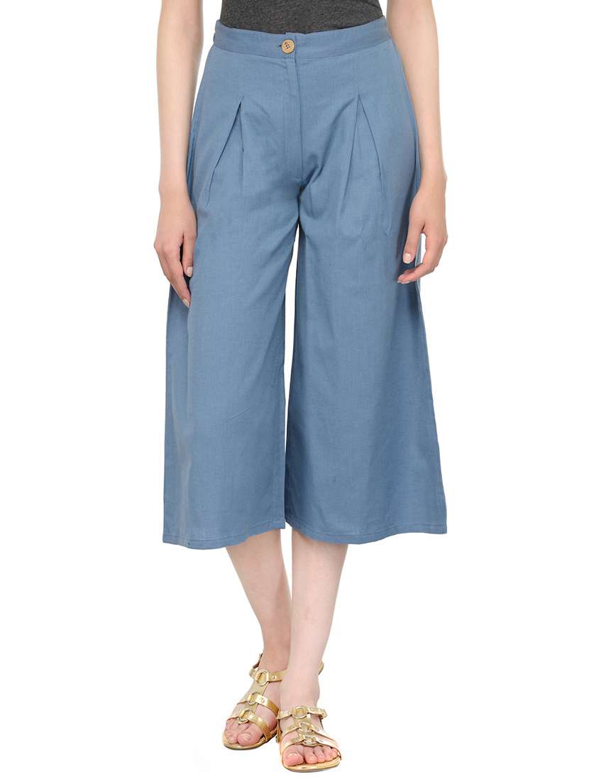 blue cotton culottes