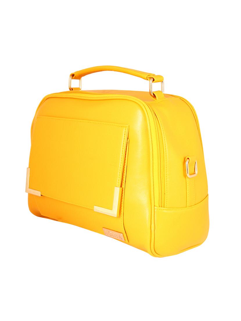 yellow leatherette handbag - 13340778 - Standard Image - 3
