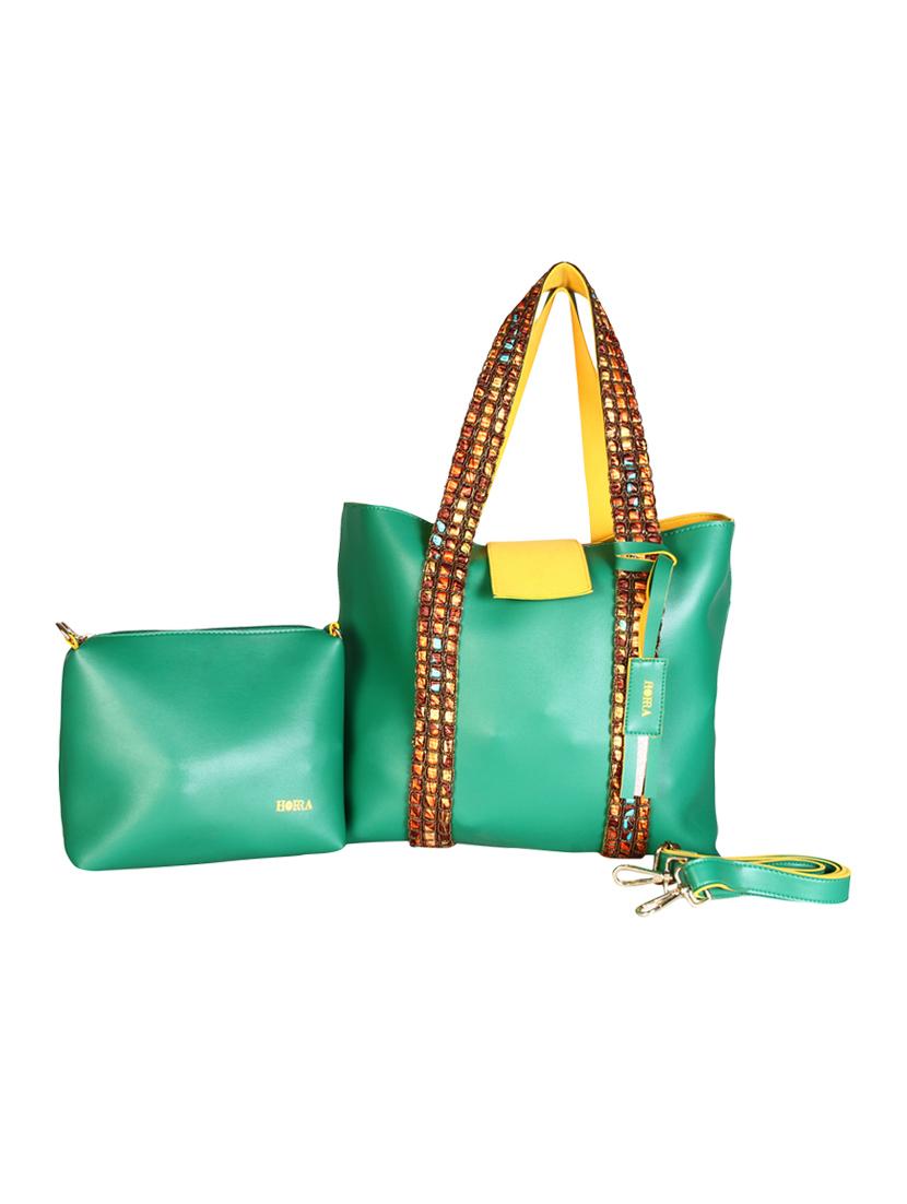 green leatherette tote - 13340783 -  Zoom Image - 0