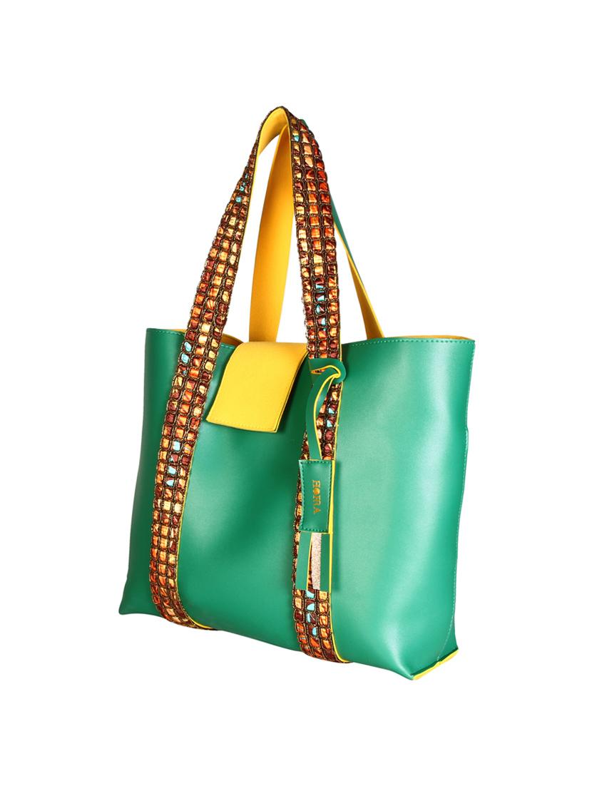 green leatherette tote - 13340783 - Standard Image - 3