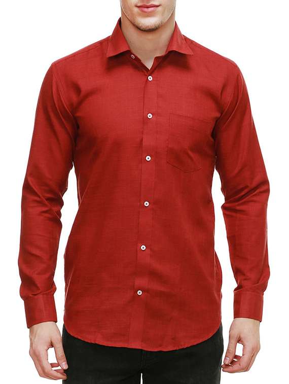 red cotton casual shirt