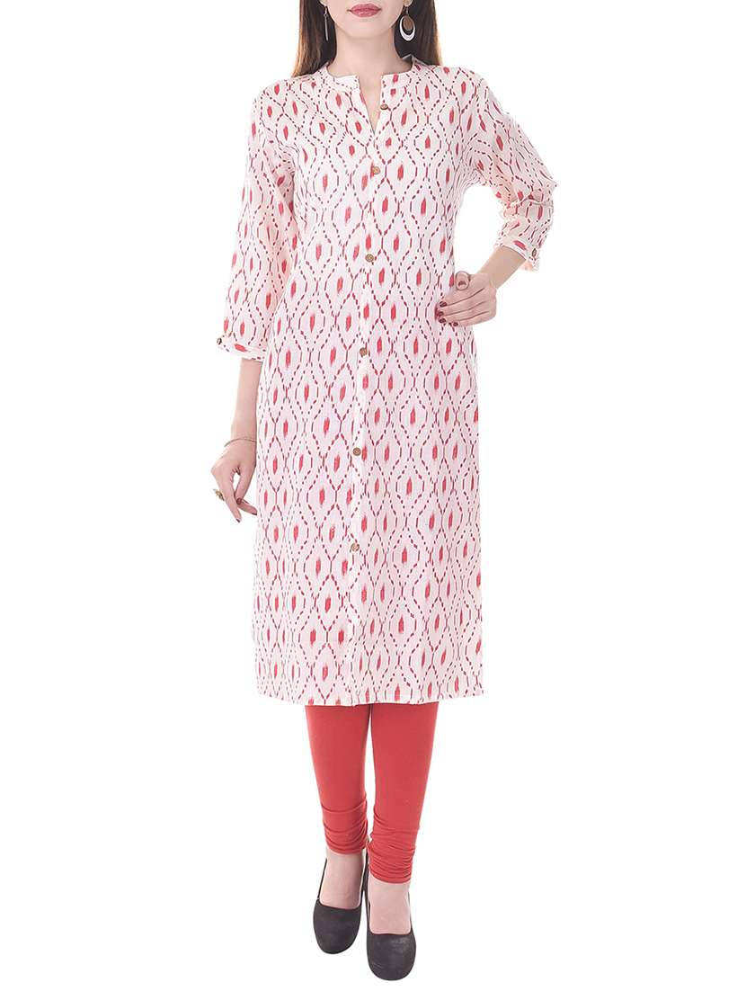 white cotton ikat straight kurta