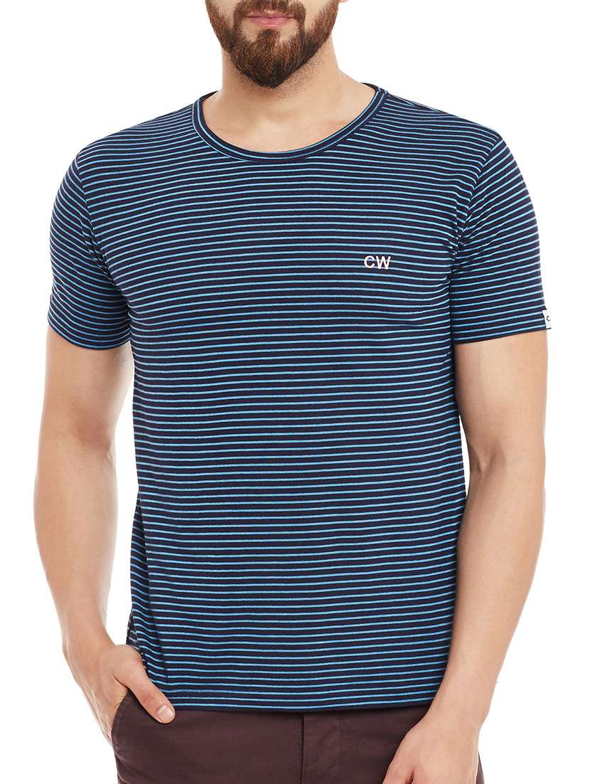 blue cotton striped t-shirt