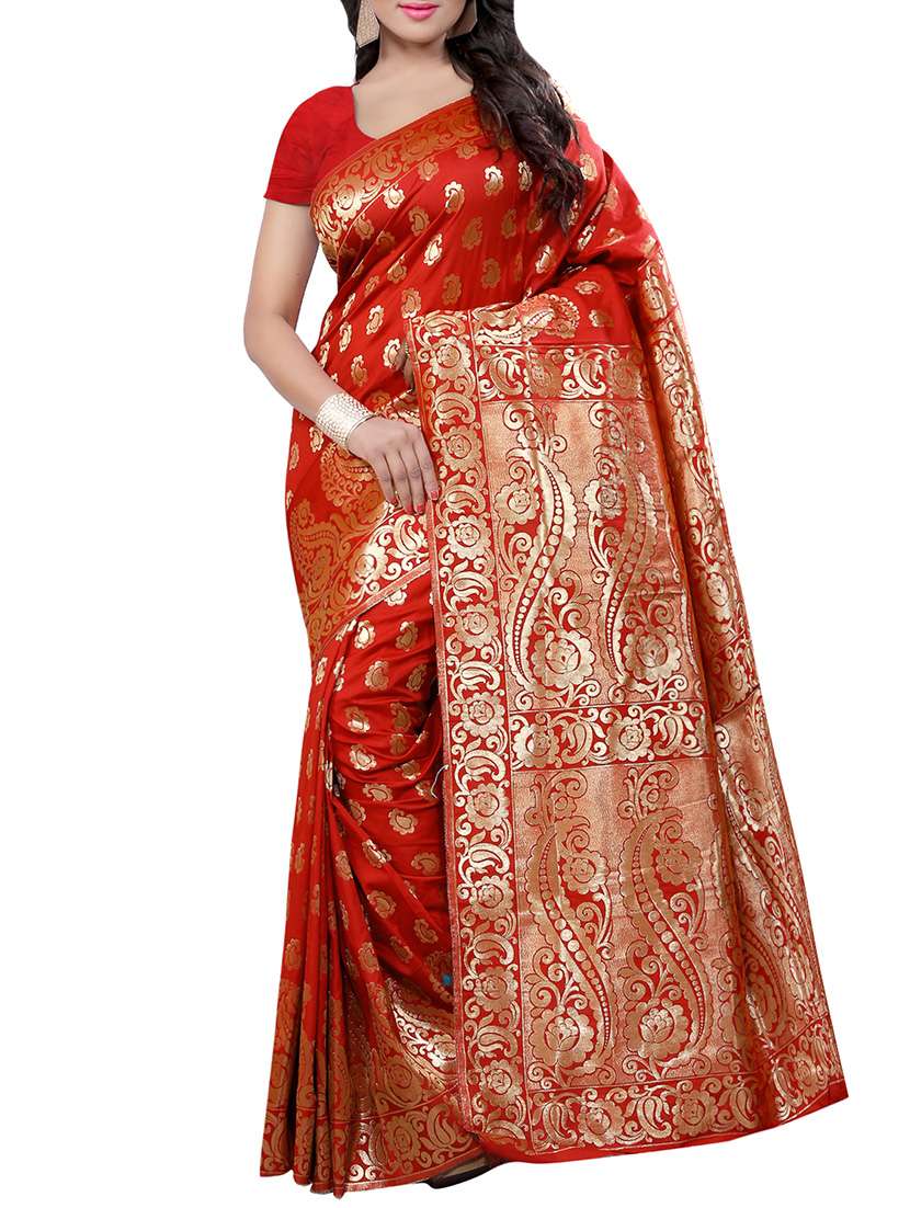 red art silk banarasi saree with blouse