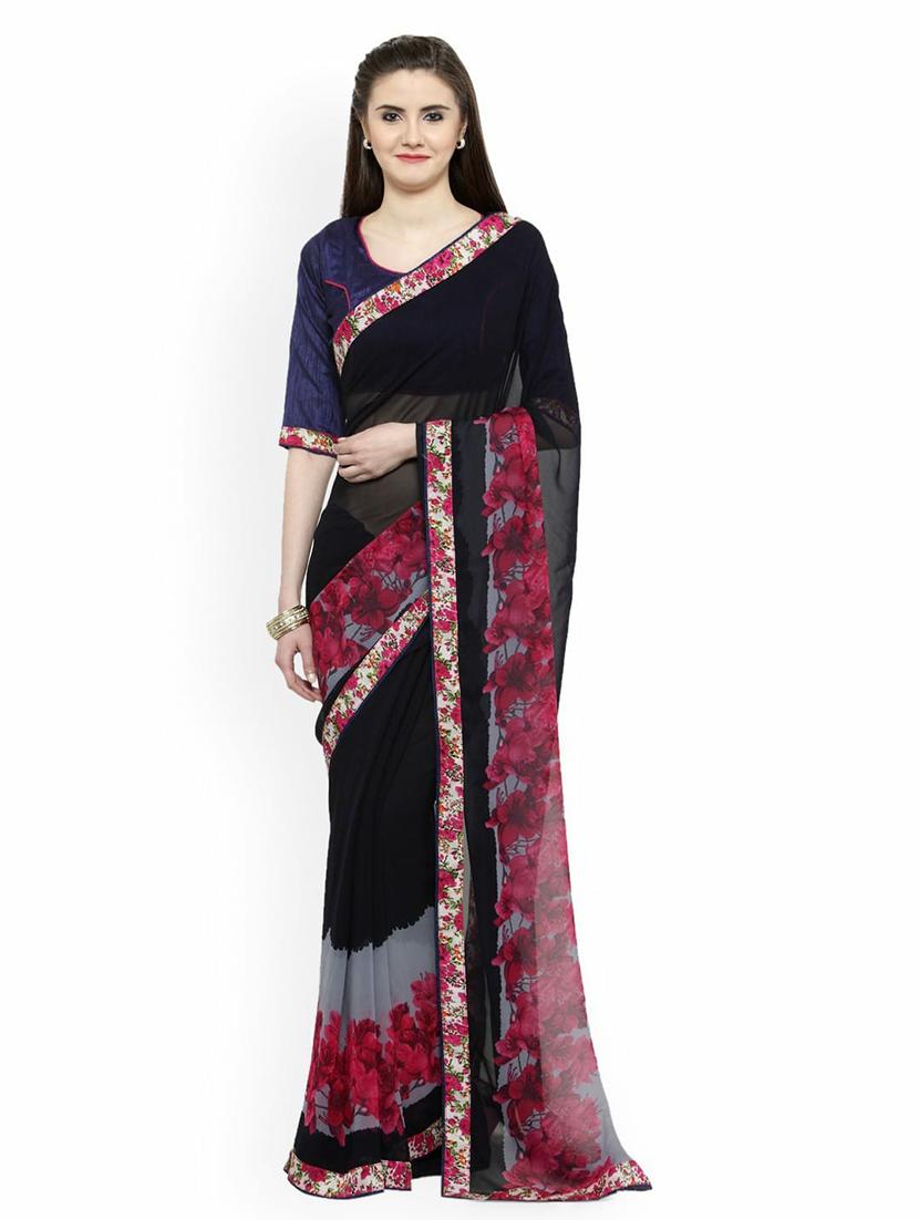 women's floral blue colored saree
