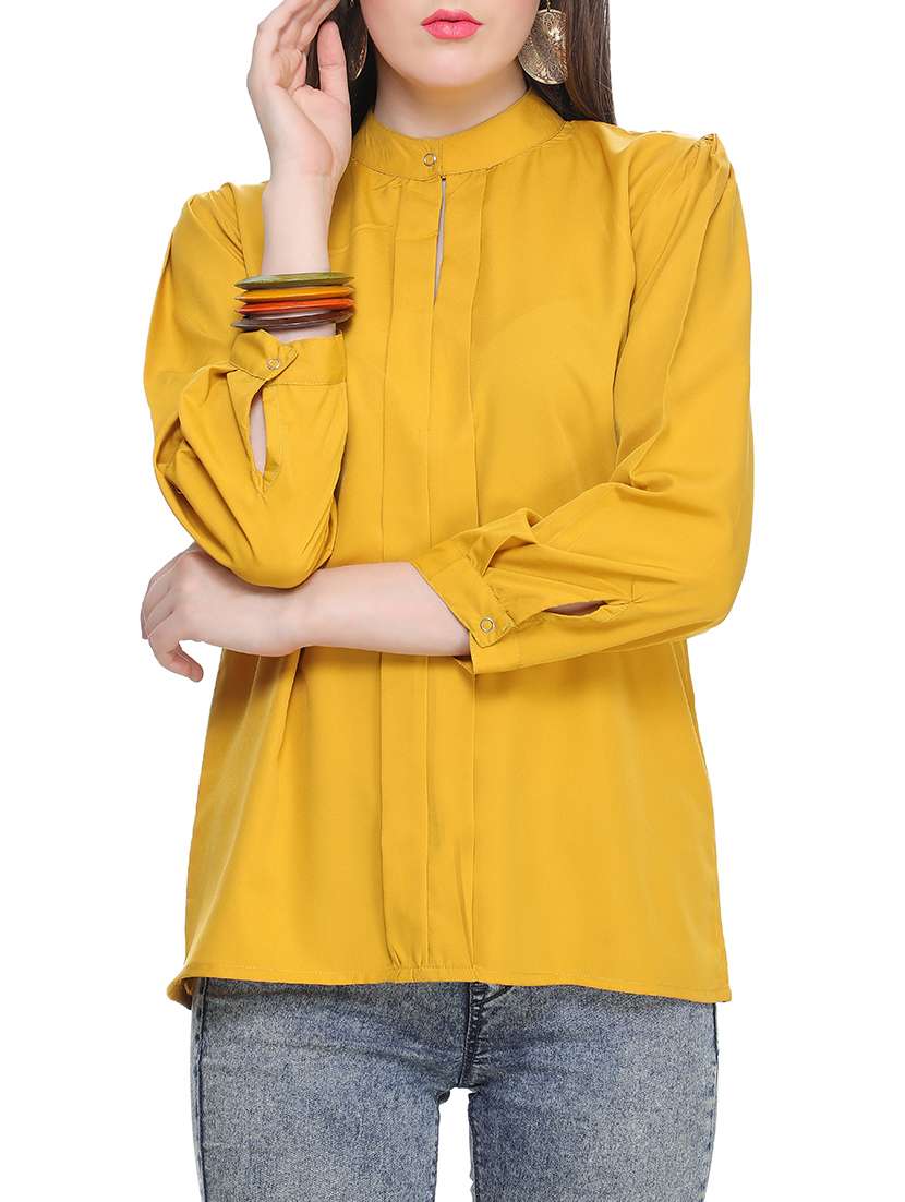 yellow polycrepe regular top