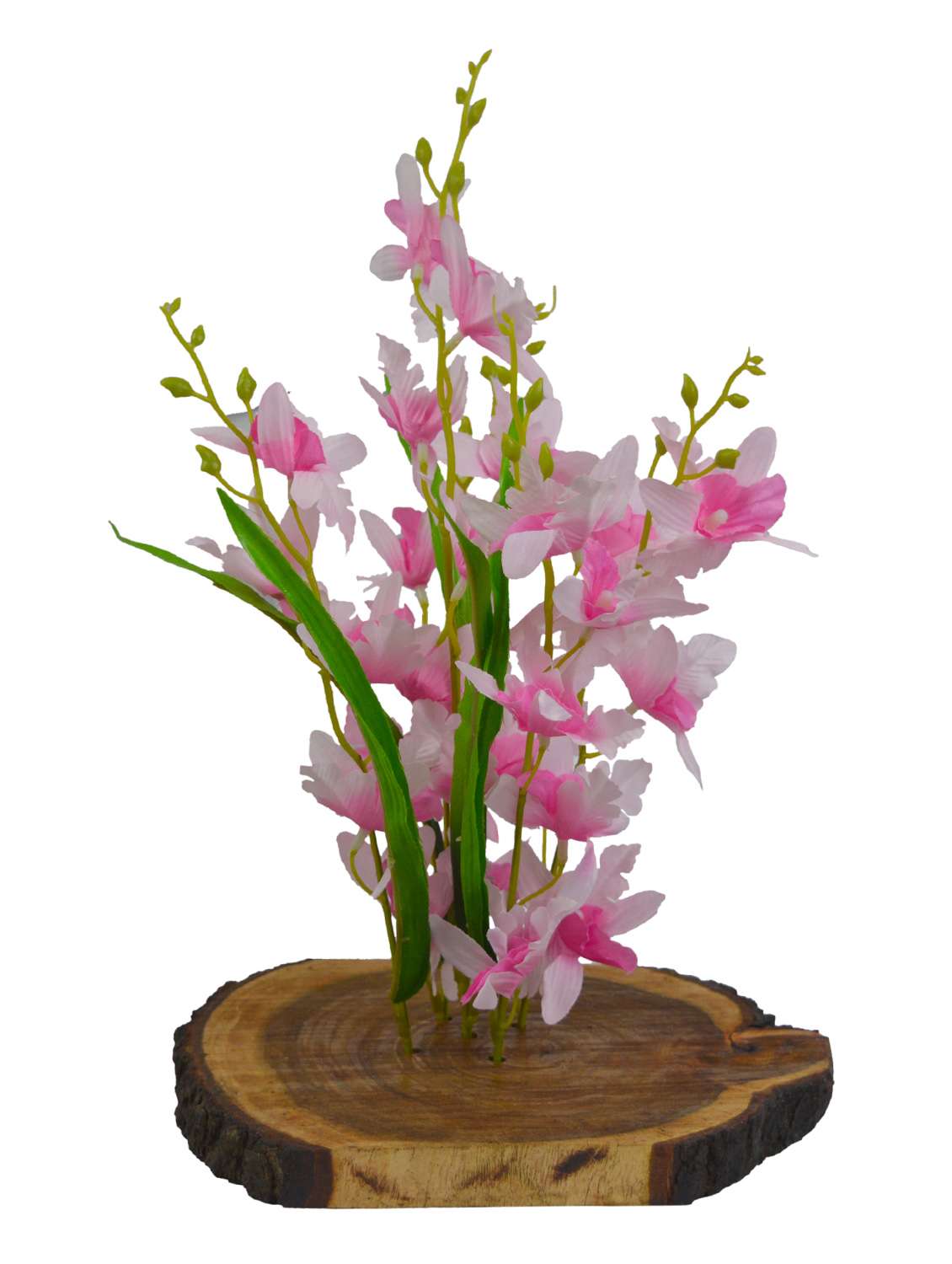 Thefancymart Artificial Flowers Irish Orchid In Wood Platter