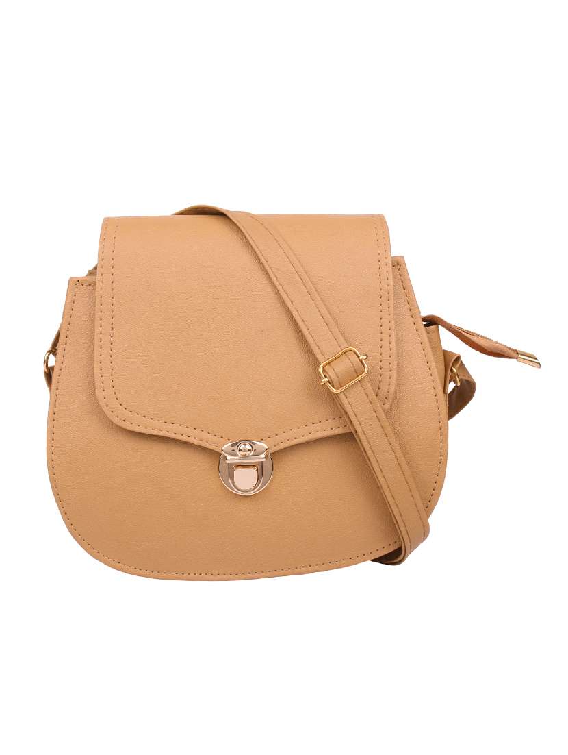 beige leatherette  sling bag