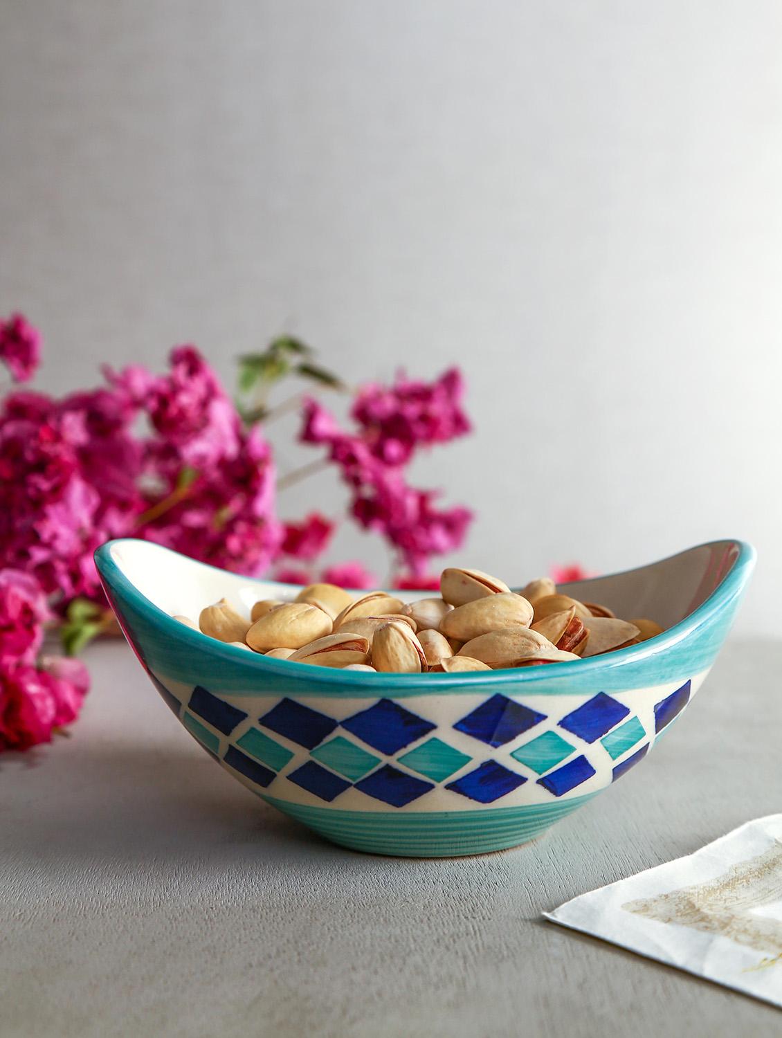 handpainted set of 2 ceramic snack bowls