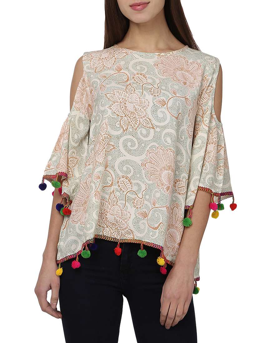 beige rayon top