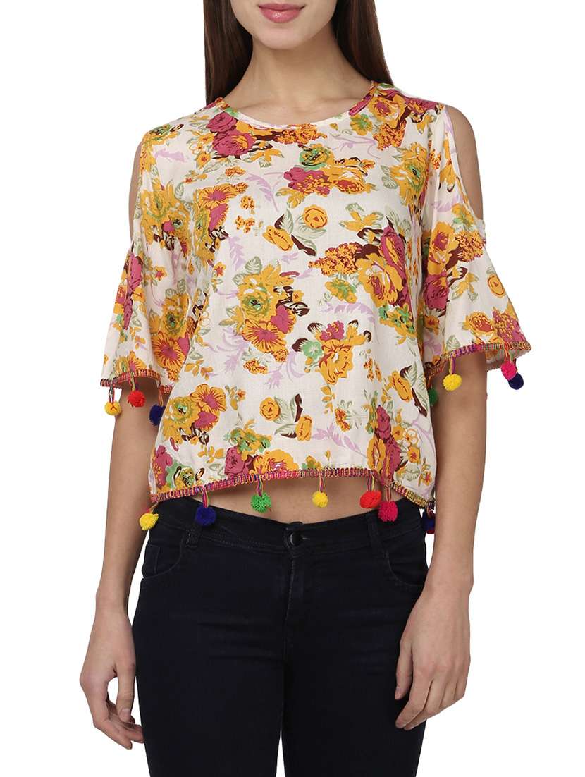 white rayon crop top