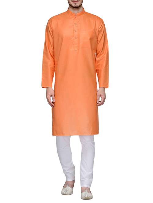 orange cotton kurta pyjama set - 13394894 - Standard Image - 0