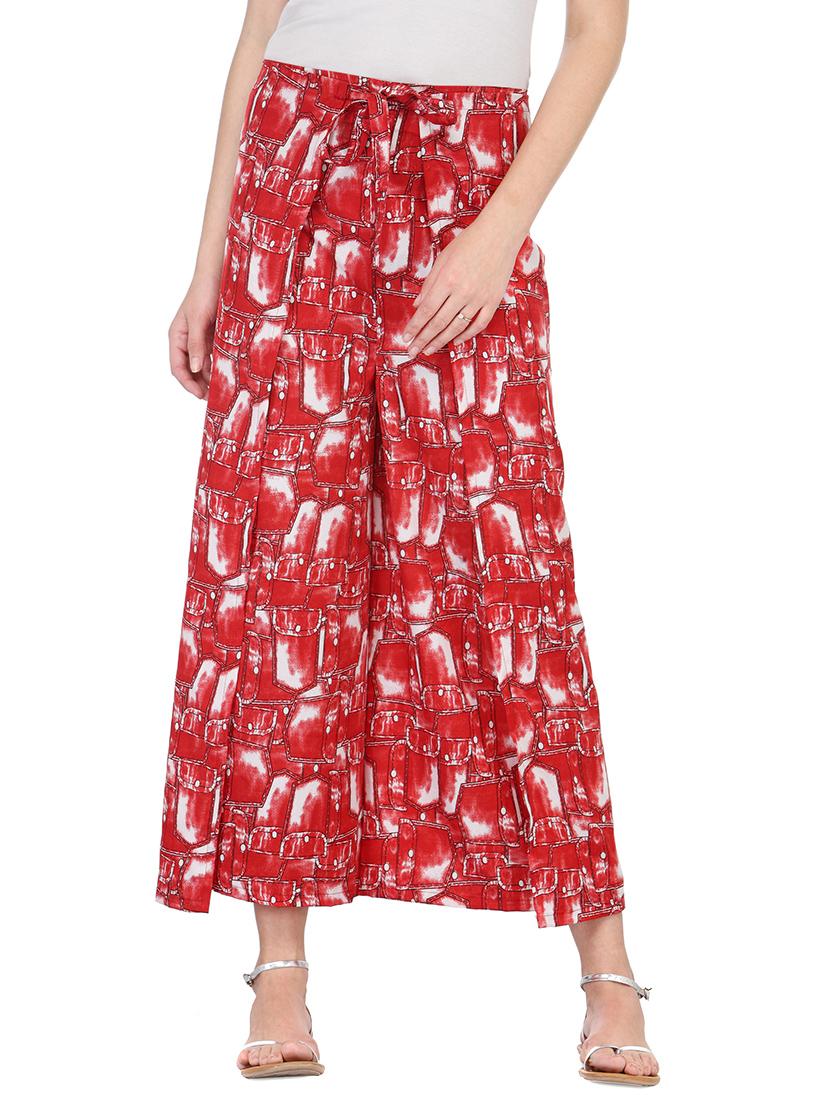 red crepe palazzos - 13397014 - Zoom Image - 0