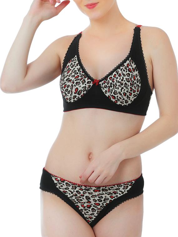 multicolored printed cotton bra and panty set - 13397498 -  Zoom Image - 0