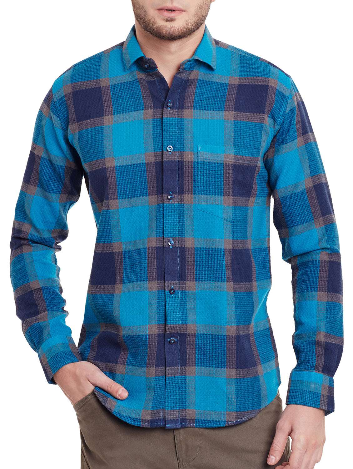 blue cotton casual shirt