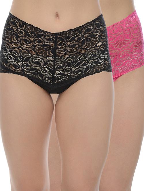 set of 2 multi colored lace boy shorts - 13406572 -  Standard Image - 0