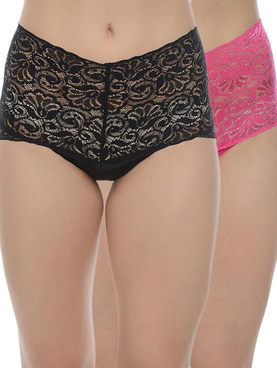 set of 2 multi colored lace boy shorts - 13406572 -  Zoom Image - 0
