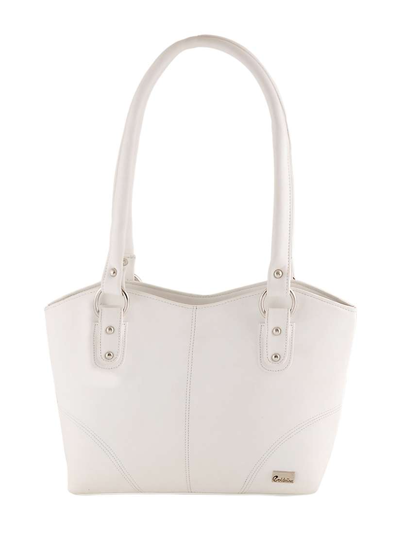 white leatherette handbag