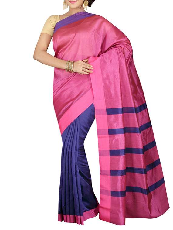 pink silk blend half and half saree with blouse