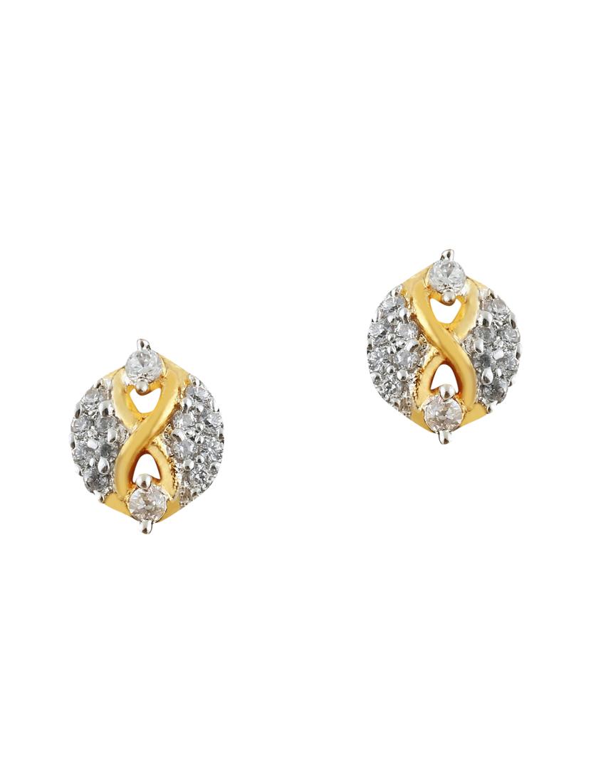 gold brass studs earring - 13429828 -  Zoom Image - 0