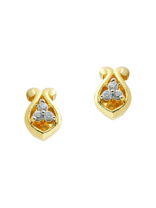 gold brass studs earring - 13429829 - Standard Image - 0